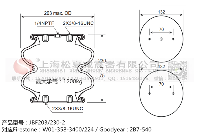 JBF203/230-2橡膠<a href='http://sfsjzp.com/' target='_blank'><u>空氣彈簧</u></a>