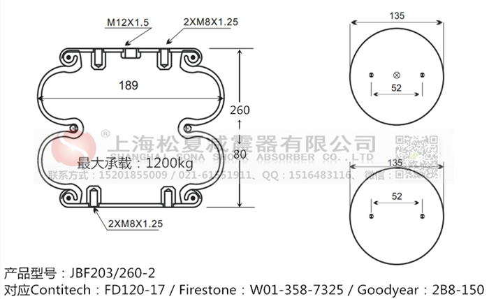 JBF203/260-2橡膠<a href='http://sfsjzp.com/' target='_blank'><u>空氣彈簧</u></a>