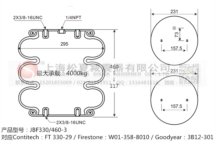 JBF330/460-3橡膠<a href='http://sfsjzp.com/' target='_blank'><u>空氣彈簧</u></a>